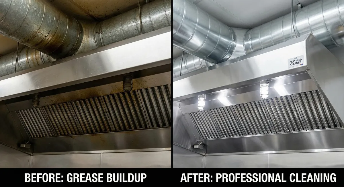 Before and after exhaust hood cleaning results in Hartford