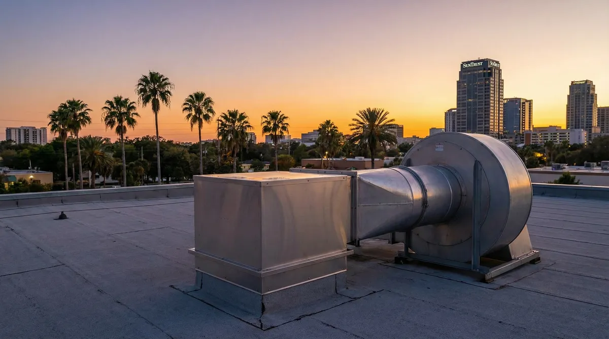 Rooftop grease containment system on an Hartford restaurant roof